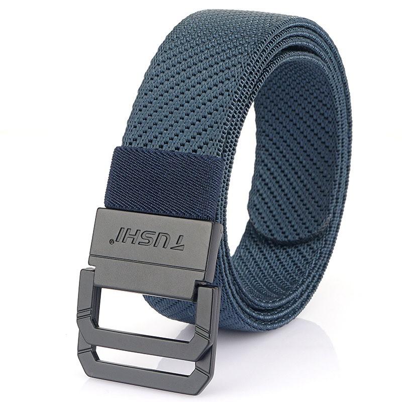 3.5CM Double-loop Buckle Elastic Knitted Nylon Belt Casual All-matching Outdoor Men s 120cm