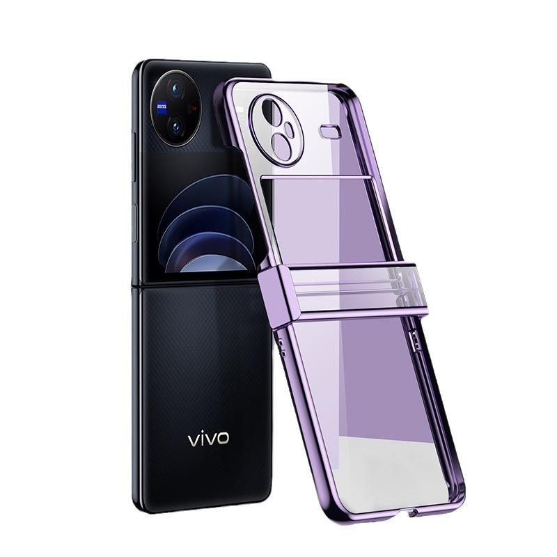 Applicable VIVO X FLIP protective case Folding screen Transparent PC electroplating case X Flip mobile phone case All-inclusive hinge