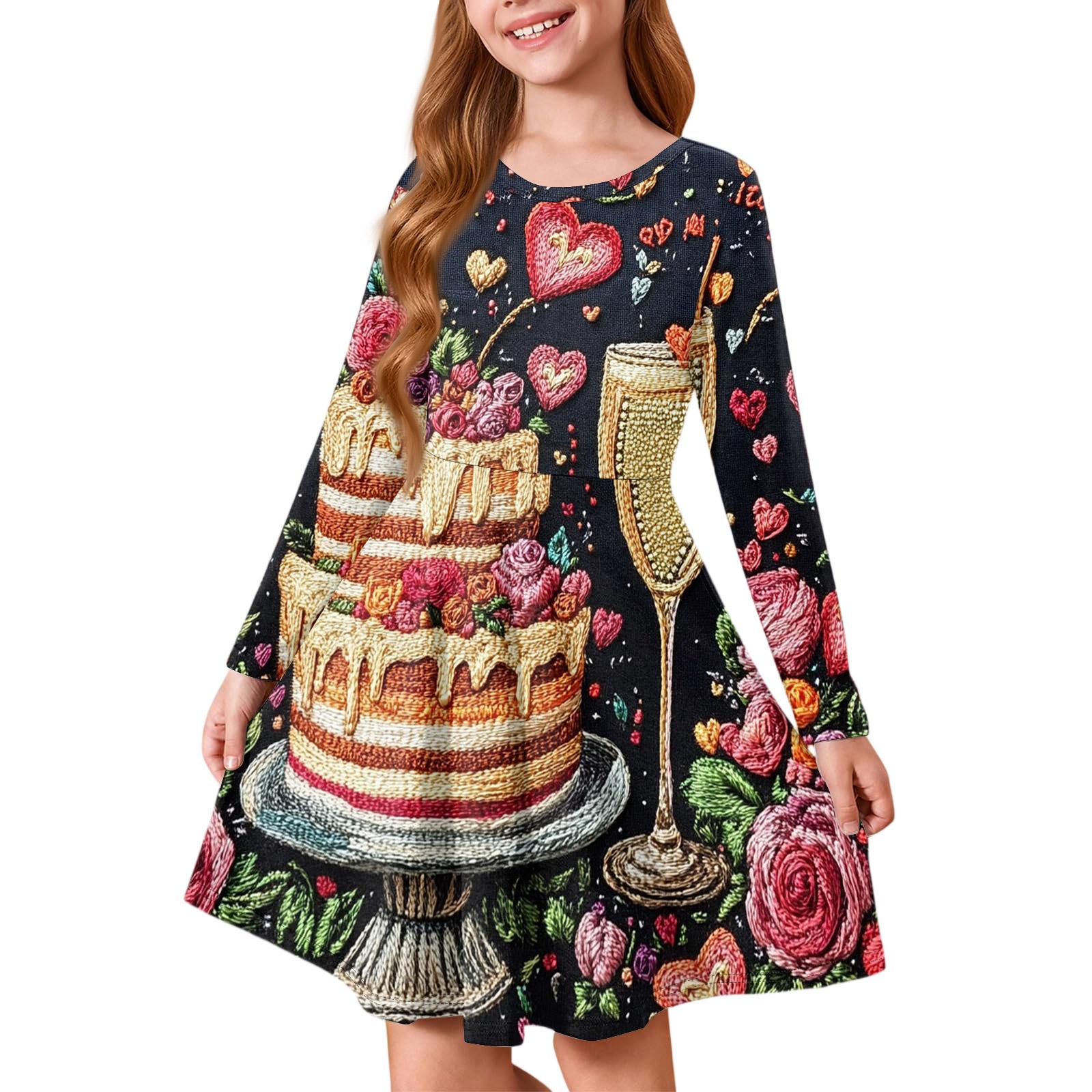 

Літня принцесова сукня для дівчинки - Футболка А-силуету з довгим рукавом День святого Валентина 110 винний