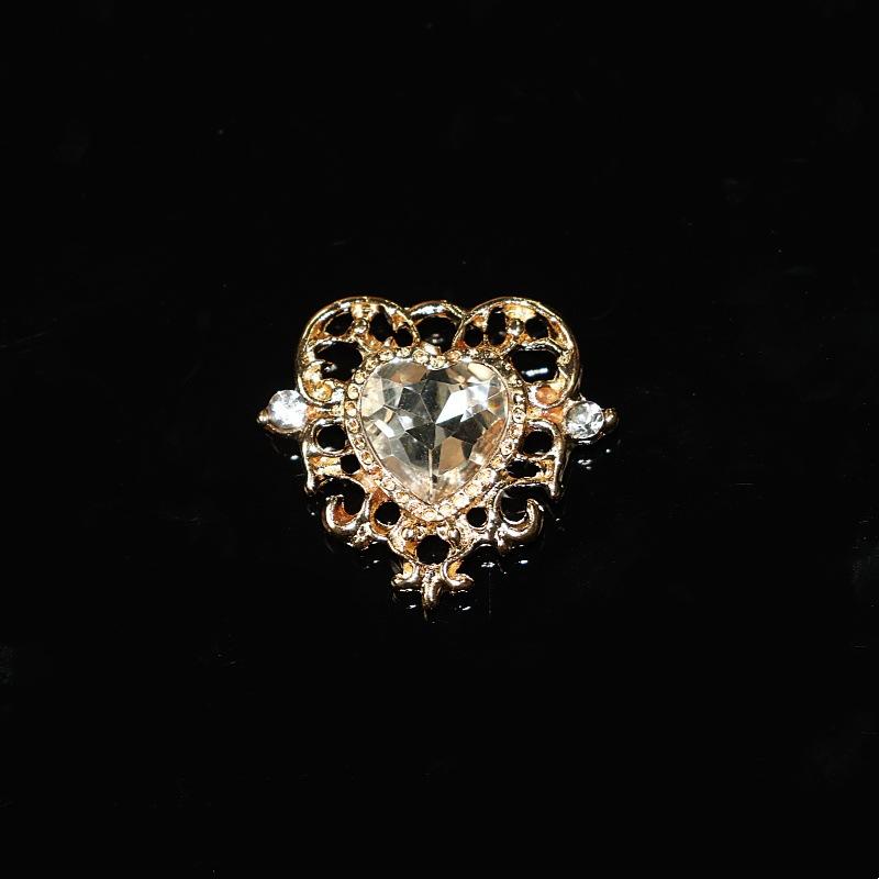 10Pcs Fashion Vintage Hollow Lace Crystal Peach Heart Love Accessories Baroque Alloy Accessories DIY Handmade Materials