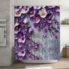 Purple Blossom Shower Curtain Wall Decor Home Decoration Waterproof Bath Mat Floral Design Bathroom Accessories Rustic Chic Deco