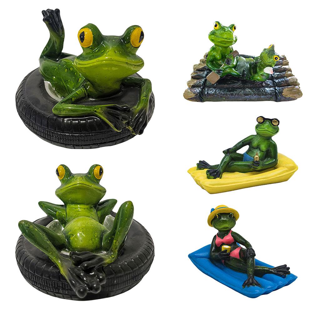Resin Garden Ornaments Frog Statue Water Floating with Frog Ornament Lovely Frog Figurine Statues for Outdoor Pond Poolside