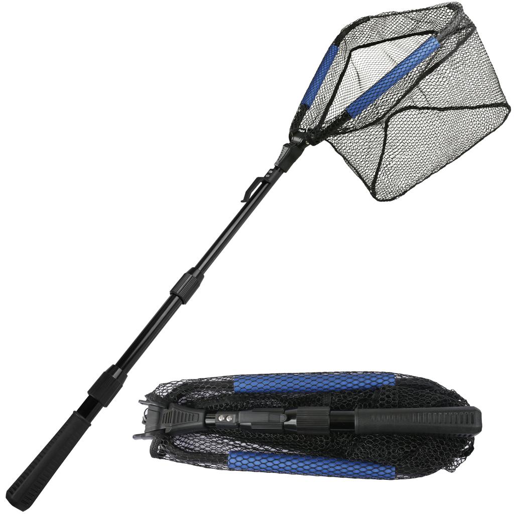 Telescopic Fishing Net with Blue Foam Rubber Coated  Foldable Collapsible Fish Landing Net for Saltwater Freshwater Fish Catch