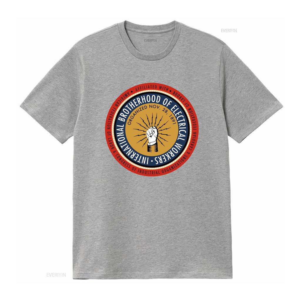 Vintage Retro Electrical Workers Union Badge Print Casual T Shirt vintage Washed designer clothes fashion Stretched Versatile