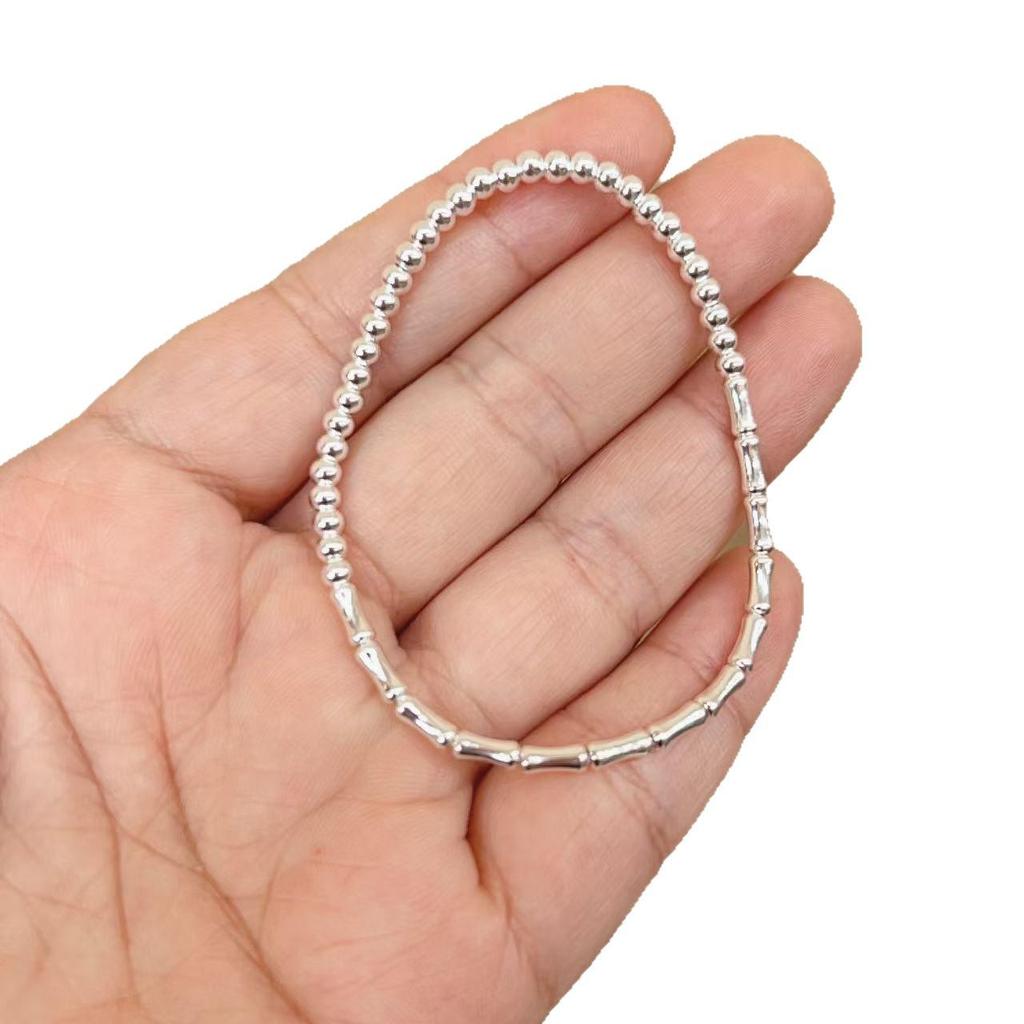 S925 Sterling Silver Bamboo Tube Spacer Beads for DIY Beaded Bracelets and Jewelry.