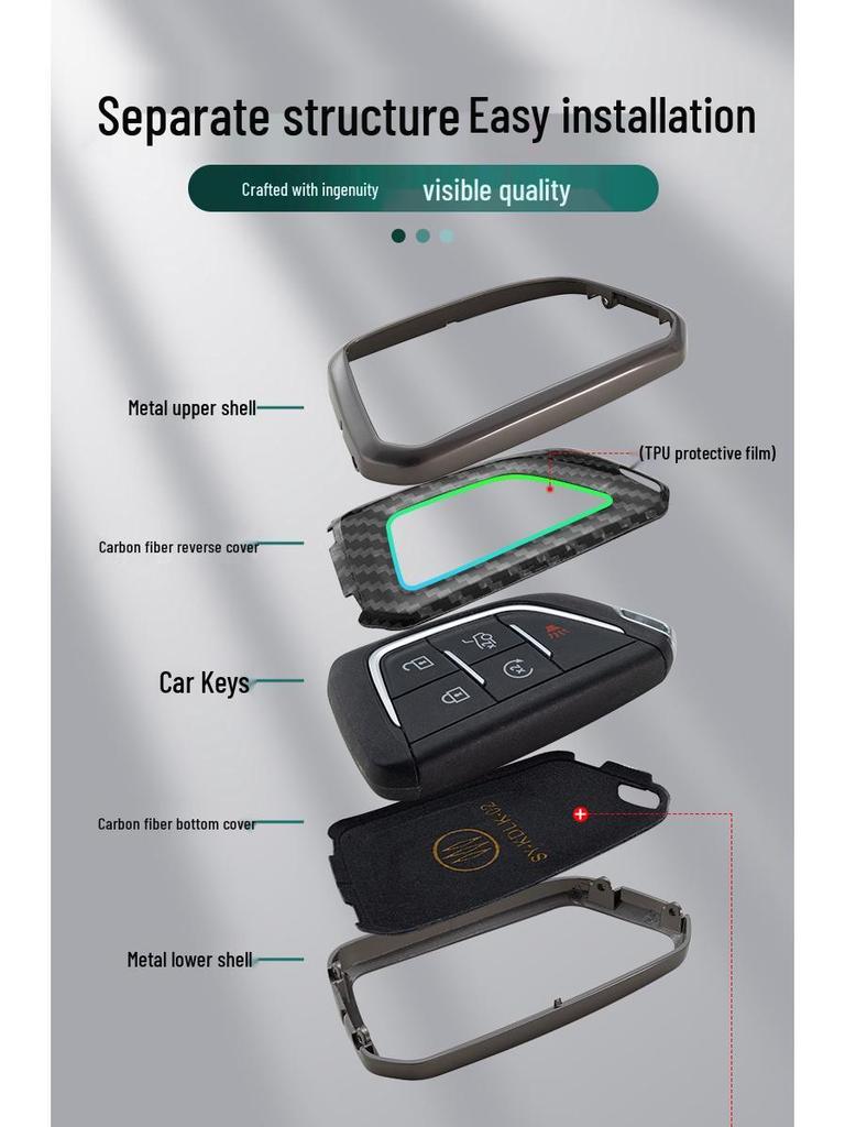 Premium Key Case for Cadillac XTS, SLS, Seville, CTS, SRX, Escalade, ATS - Men's Luxury Accessory