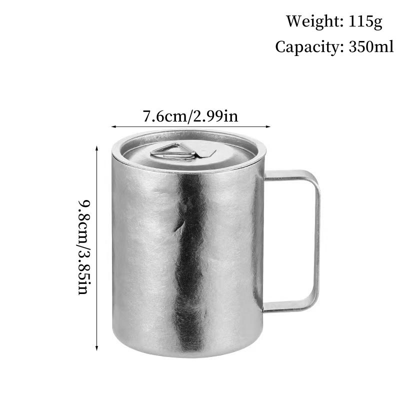 Outdoor Camping Pure Titanium Coffee Mug,With lid Double-layer Multicolored Handle Breakfast Mule Beer 350 ml Juice Cup,Tumbler