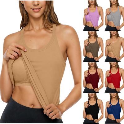 Ladies' Comfortable With Built-in Chest Cushion Vest, Outdoor Sports Yoga Vest Top