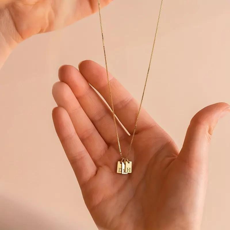 Square Brand 26 English Letters Pendant Necklace Daily Versatile Accessories