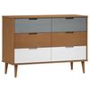 Vidaxl Chest of Drawers Molde, Brown, 113X40X80 Cm, Solid Pine Wood
