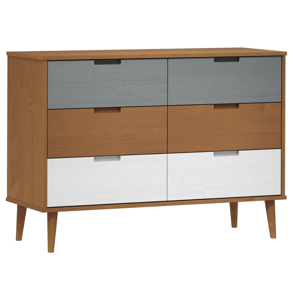 Vidaxl Chest of Drawers Molde, Brown, 113X40X80 Cm, Solid Pine Wood