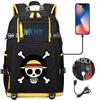 Anime Skull Print Large Capacity Backpack for Teens Students Casual Travel Daypack Lightweight Waterproof
