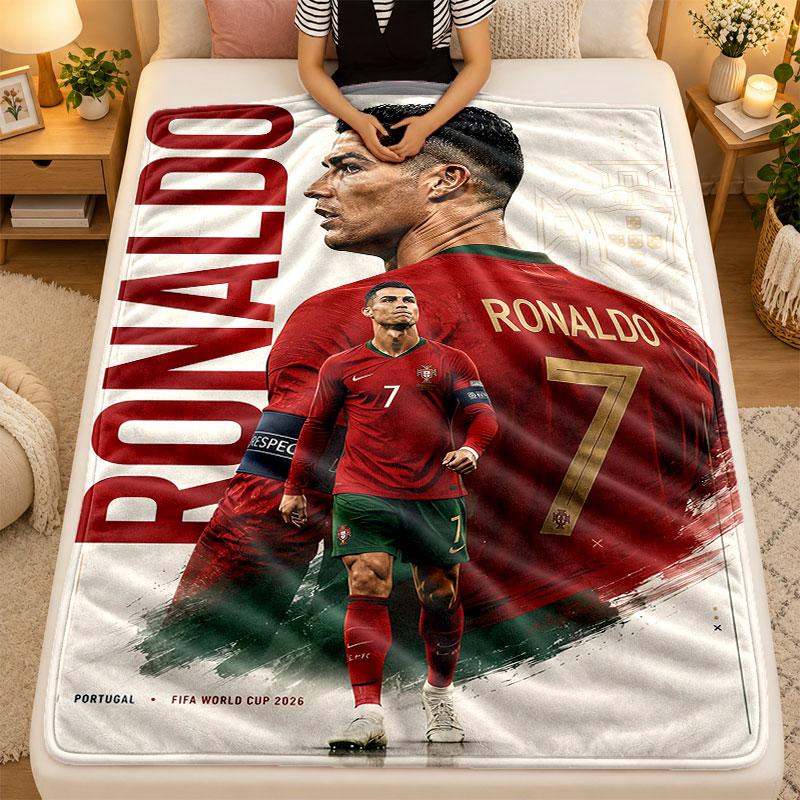 Koc Flanelowy Cristiano Ronaldo Ciepły Miękki Koc Rzutowy do Użytku Wewnętrznego Sofa Łóżko Salon