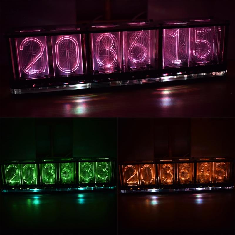 Imitate Full Color RGB Glow Tube Clock LED Music Spectrum DIY Kits Decoration Gift Night Light Atmosphere Light