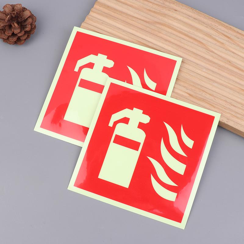 5Pcs Fire Extinguishers Signs Safety Sign Sticker Glow In Dark Durable Adhesive Waterproof Protected Label For Public Place
