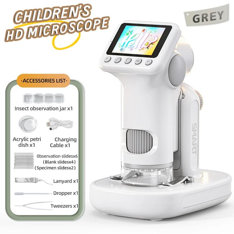 P01 Multifunktionelles HD-Mikroskop Kinder Wissenschaftsexperiment Lehrbuch Lupe Teleskop Handheld Digitales Bildungsspielzeug Geschenk