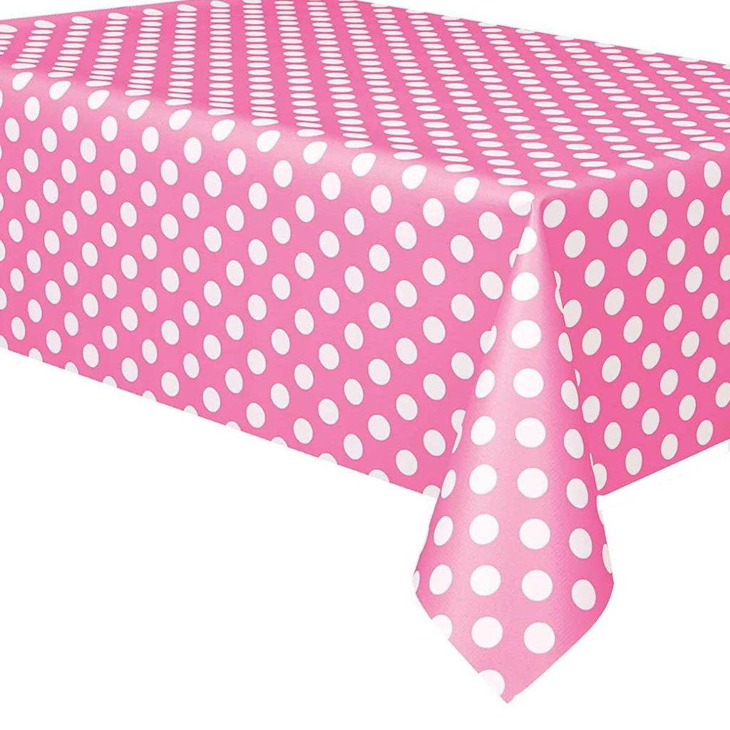 Disposable Polka Dot Tablecloth for Birthday Party - Rectangular PE Plastic