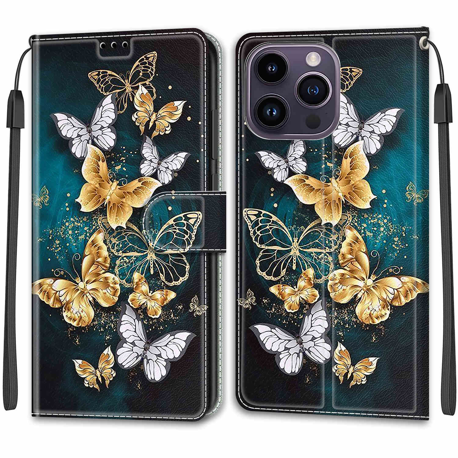 

Роскошный окрашенный кожаный чехол-кошелек в стиле книги, защитный чехол для iPhone 16 15 14 13 12 Pro Max 15Pro 16Pro iPhone11 iPhone SE4 (2025)