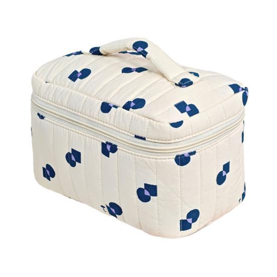 1/3Pcs Large Cotton Quilted Makeup Cosmetic Bag Portable Travel Floral Toiletry Organizer Spacious Capacity Beauty Supplies Case