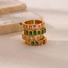 Geometric Colorful Zircon Gold Ring for Women