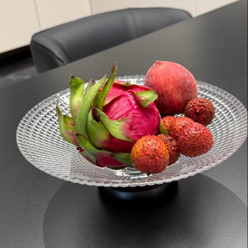 Exquisite Glass Fruit Plate Living Room Coffee Table Candy Tray High-end Home Snack Storage Plate Desktop Decorative Glass Plate