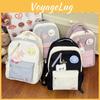 Blocked Cute Color Star Collage Student Backpack And Shoulder Bag With Pendant