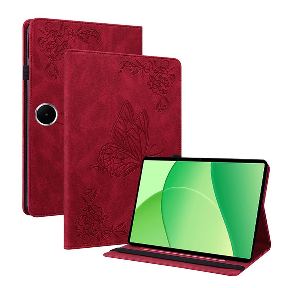 For Oppo Pad SE Case Butterfly Flower Imprint PU Leather Tablet Cover with Card Slots