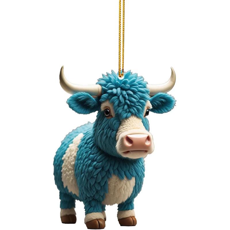 Colorful Cartoon Cow Car Hanging Ornament For Christmas Tree Home Decor