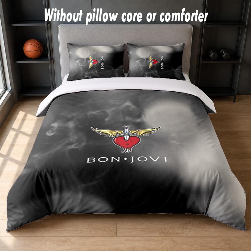 Set Biancheria da Letto Design Bon Jovi 1 Copripiumino + 2 Federe Morbido Traspirante Biancheria da Letto per la Casa