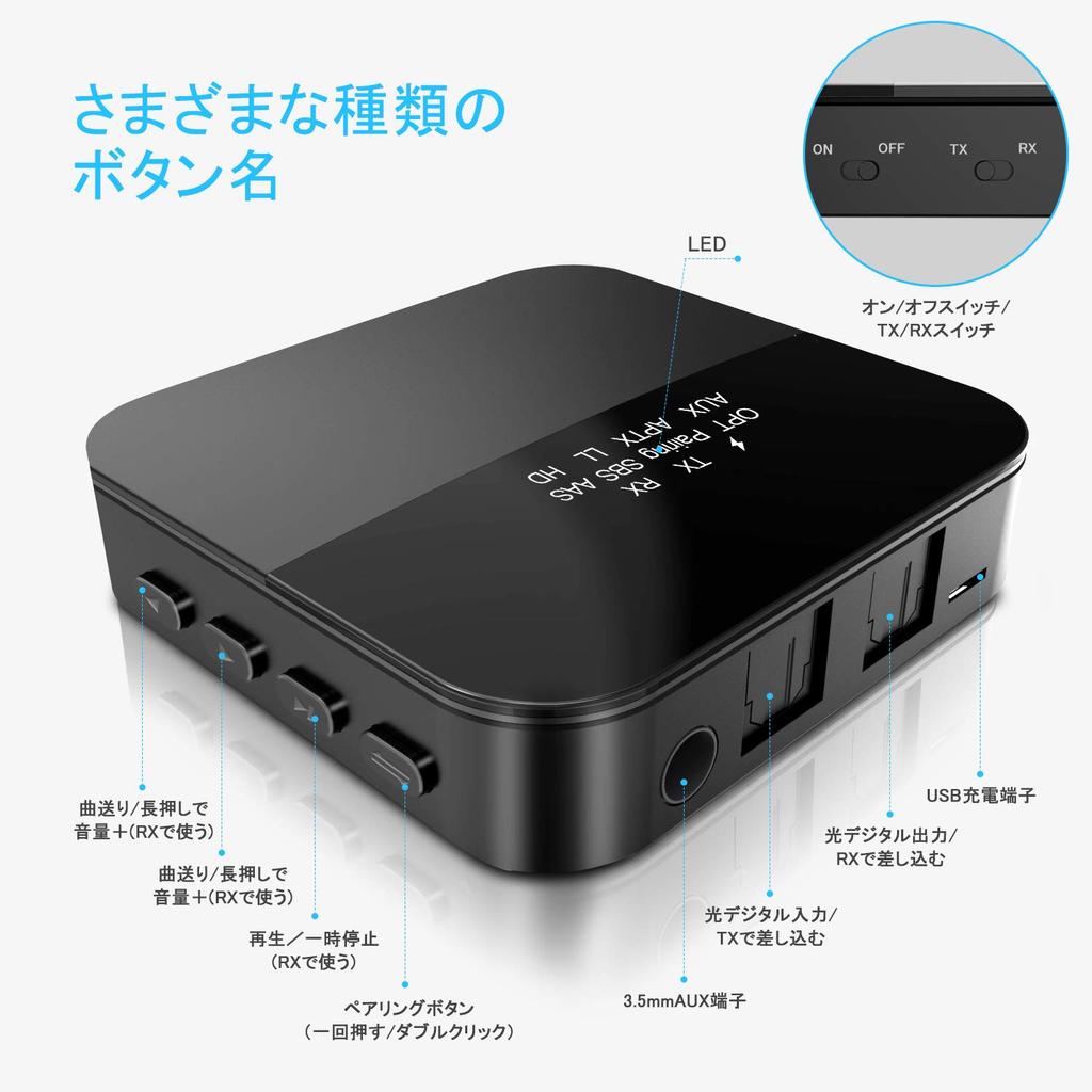 Bluetooth Transmitter Receiver Optical Digital Compatible Wireless Audio Bluetooth Transmitter Receiver Connect 2 Devices Simultaneously Compatible