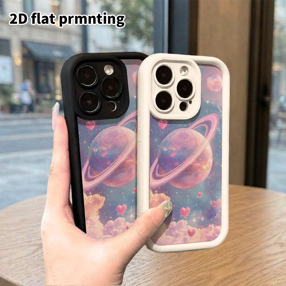 Phone Case: 2D Flat Design Suitable for iPhone 18 17 16 15 14 13 Pro Tiered Protective Case, Pink-purple Heart, Christmas and Halloween Gift