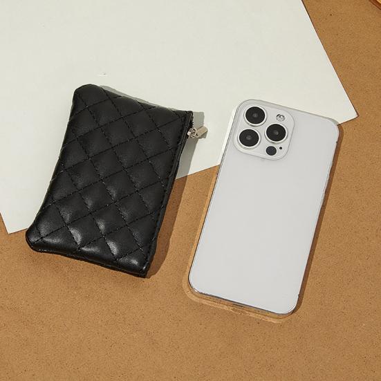 Dámská Peněženka na mince Jednobarevná Umělá kůže Kosočtverec Textura Zip Zapínání Dlouhý Tvar Velkokapacitní Přenosné Lehké Pevné šití