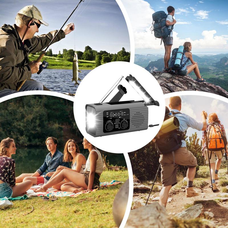 Portable Solar Radio Flashlight Hand Crank Weather Radio AM/FM/NOAA Radio Crank Radios 3 Way Charging Survival Radio For Camping