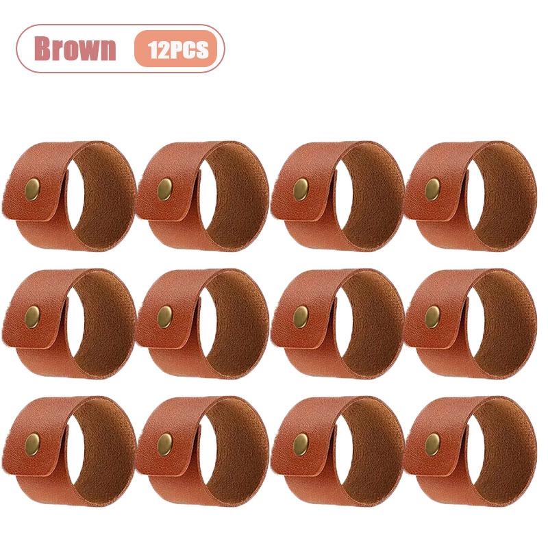 6-36PCS Vintage Leather Napkin Ring Harvest Thanksgiving Table Decorations for Farmhouse Wedding Banquet and Home Dining Room