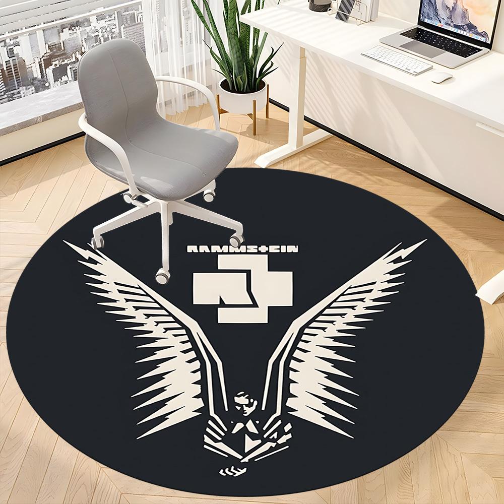 1PC RAMMSTEIN Office Round Rug, Non-slip, Soft and Durable Office Rug for Interior Decoration, Perfect for Office, Beautiful Decoration