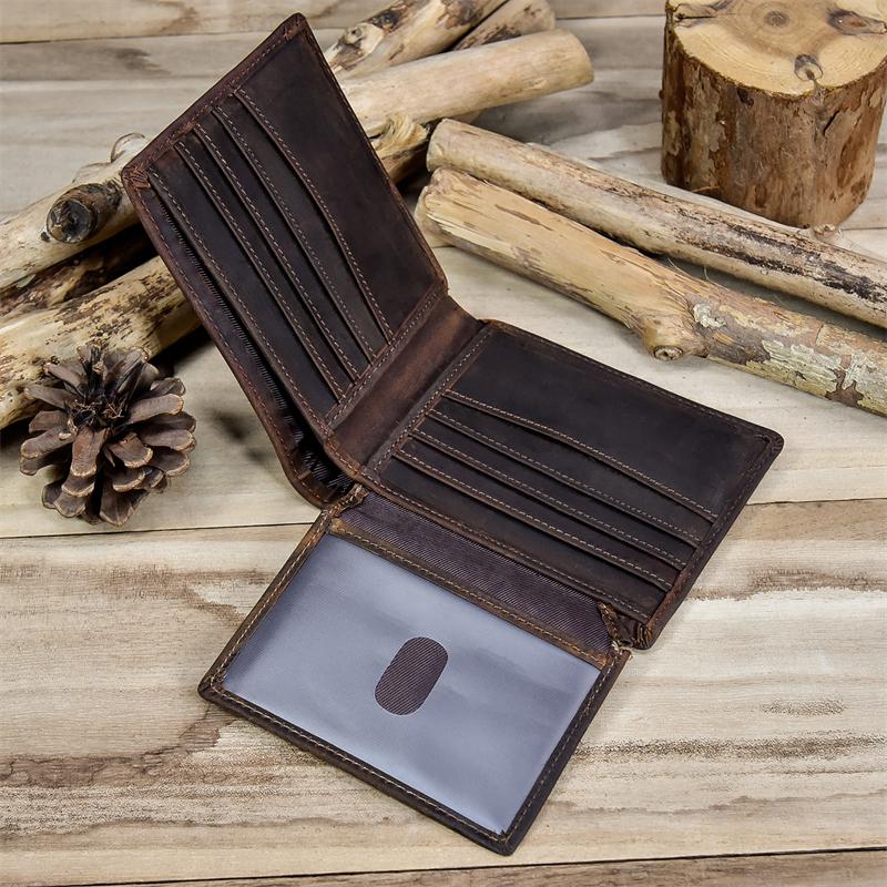 Newsbirds Men Wallet Genuine Leather Soft Short Purse Crazy Horse Leather Male Wallets Vintage Card Holders for Men 2026 Hot