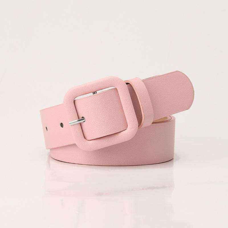 The New Simple and High-end Women's Square Buckle Candy-colored Versatile Decorative Belt Is Fashionable and Elegant for Women