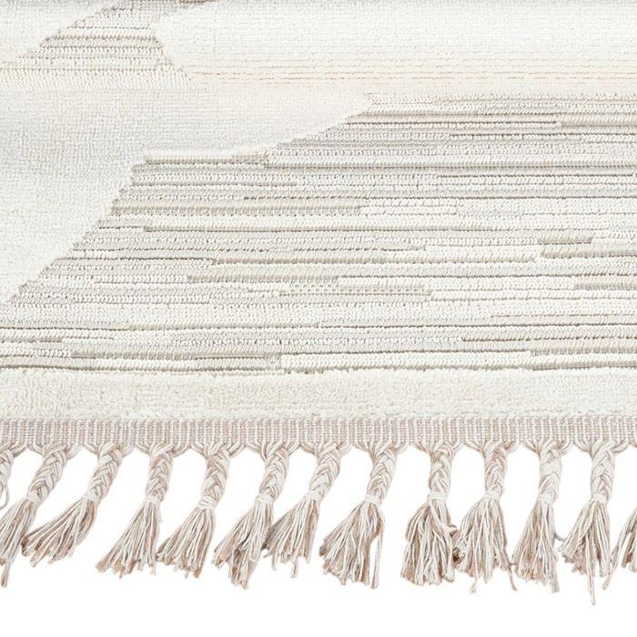 Tapis salon enfant rond doux motif étoiles blanc 130x130