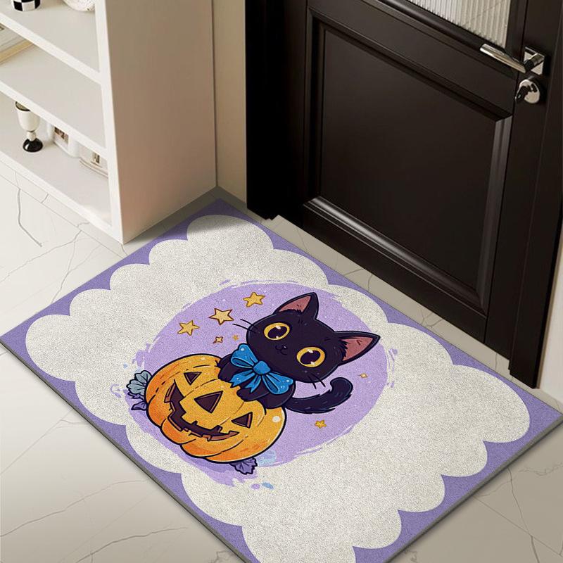 Home Silk Ring Non-slip Mat Home Creative Halloween Pumpkin Door Door Dust Mat Mat Mat Mat Mat Mat Carpet