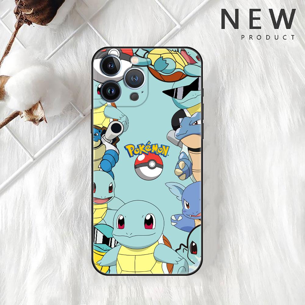 כיסוי לאפל אייפון 11 13 14 12 פרו 7 פלוס XR X XS מקס 6 6S 13 פרו מקס סיליקון שחור פונדה לטלפון פיקה פוקימון חמוד