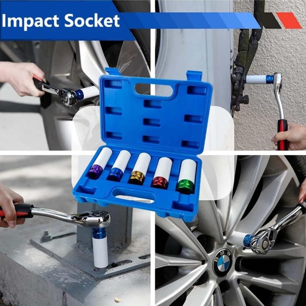 Thin Wall Drive Wheel Protector Deep Socket Metric Size Impact Socket Plastic Sleeve Color Coded Impact Wrench Socket