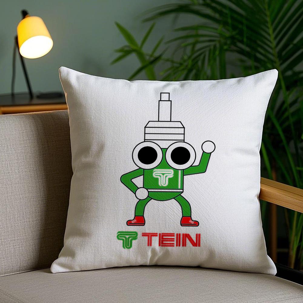 Logo T-Tein Cushion Cover Plush Fabric Soft Double-Sided Printed Invisible Zipper Sofa Pillow Case Home Decor