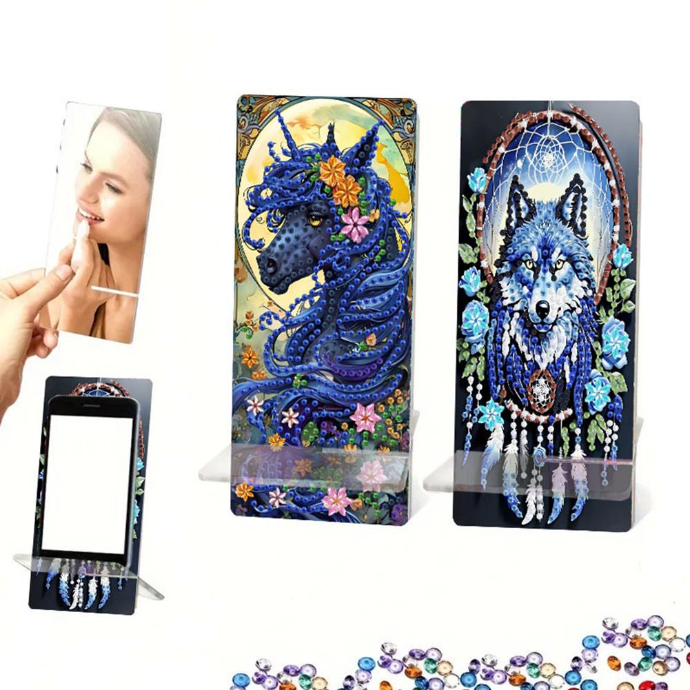 2Pcs 5D Diamonds Phone Stand Acrylic DIY Animals Diamond Painting Phone Holder Diamond Art Phone Bracket for Adults Beginners