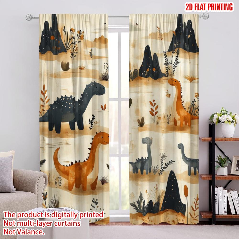 

2pcs,2D plane printing Light Filtering Curtains Dino Jungle Scene Durable 100% Polyester Fabric (without rod) Art Deco Festive 52.50 × 116.00 cm 2 pcs