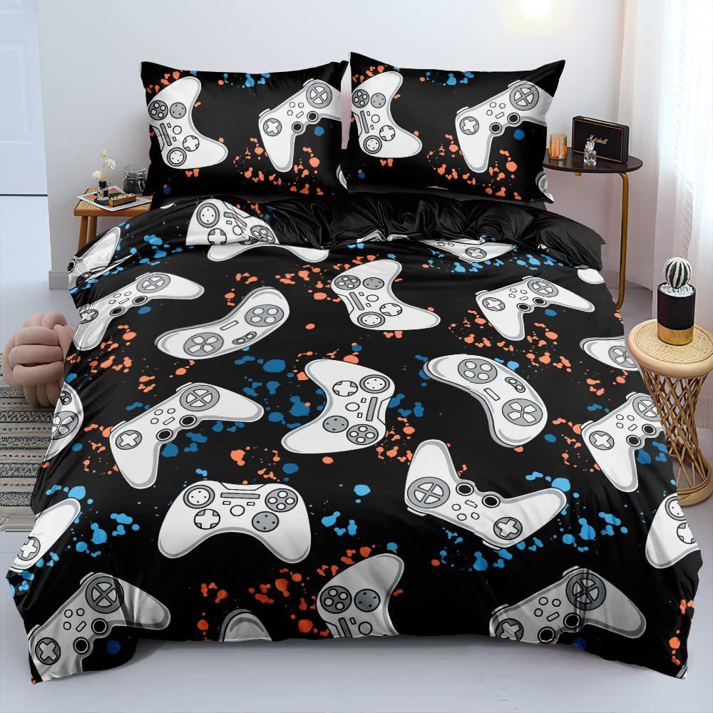 Black Game Handle Three-Piece Quilt Cover 3D Digital Printing Bedding Set Bed Cover