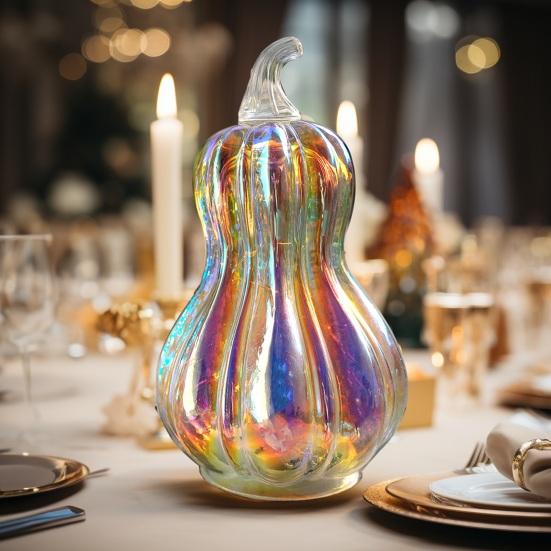 Glass Pumpkin Light Battery Operated LED Pumpkin Lantern Fall Lighted Pumpkin Table Centerpiece for Halloween Thanksgiving Home Decor