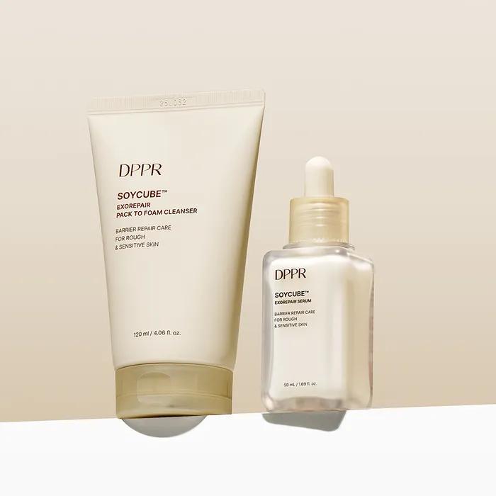 [2SET] Soy Cube Exo Repair Soy Milk Pack-to-Foam Cleanser 120ml + Soy Cube Exo Repair Soy Milk Barrier Serum 50ml
