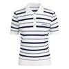 Navigare Women's Striped Knit Polo Shirt with Cutouts