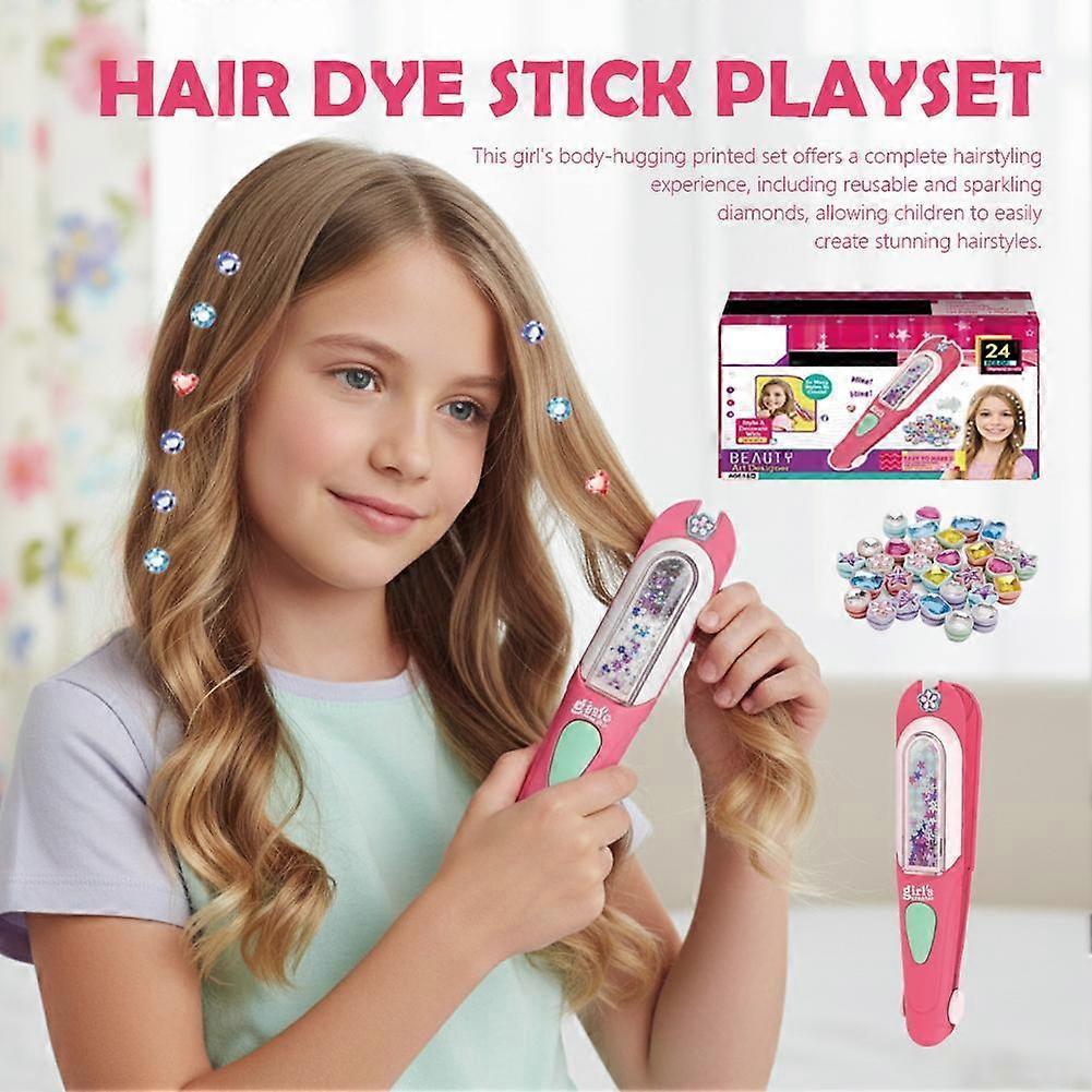 Perlenmaschinen-Spielzeugset Glitzer-Diamant-Styling-Werkzeuge Haar-Edelstein-Styling-Set