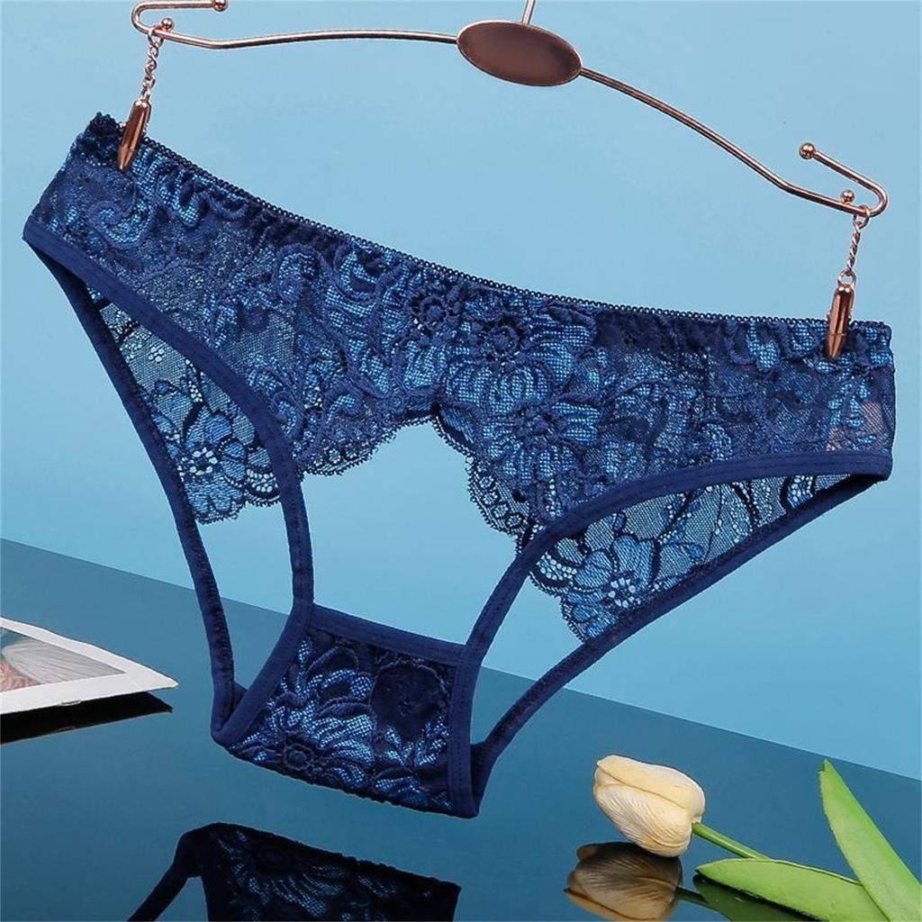 Sexy Hollow Out Lace Underwear Women Low Waist Hipster Floral Embroidered Panties Sheer Thin Briefs